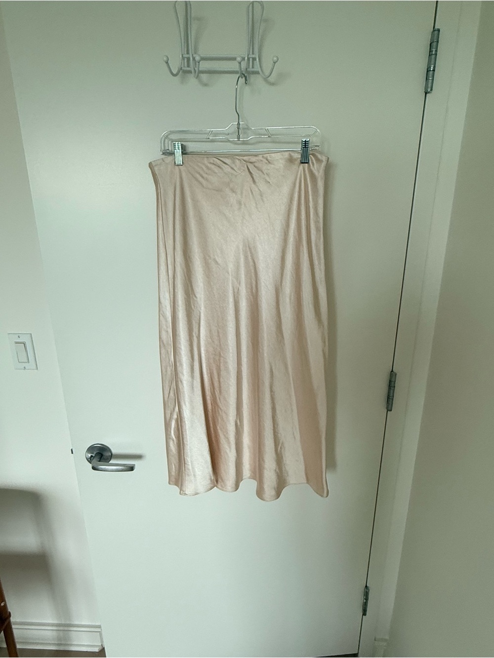 Aqua Satin Bias Midi Skirt - Blush